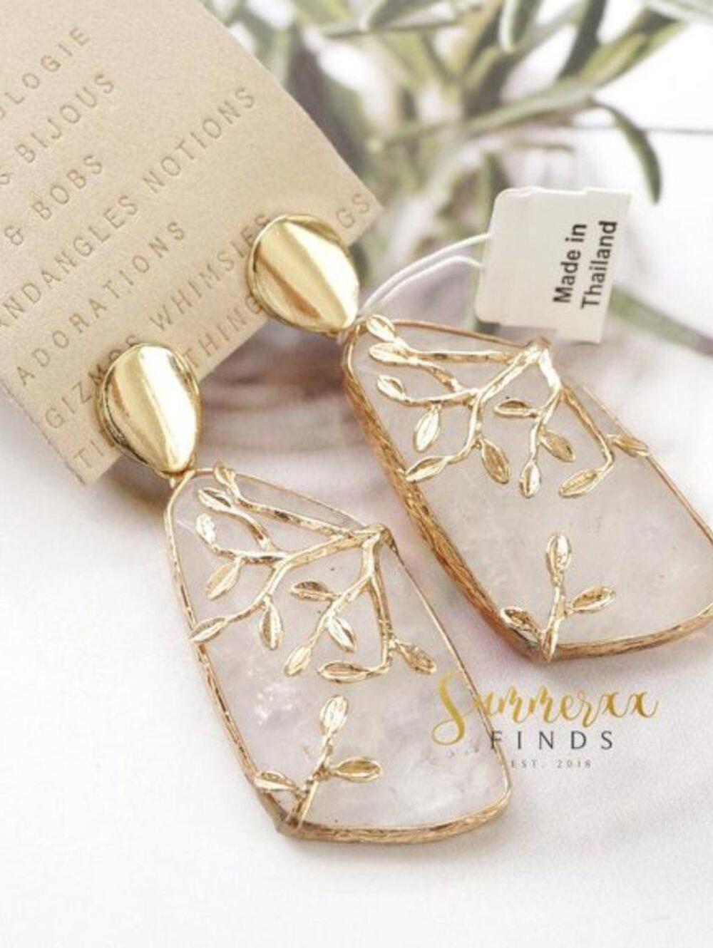 Anthropologie Nori Drop Earrings Clear Quartz - Picture 2 of 9